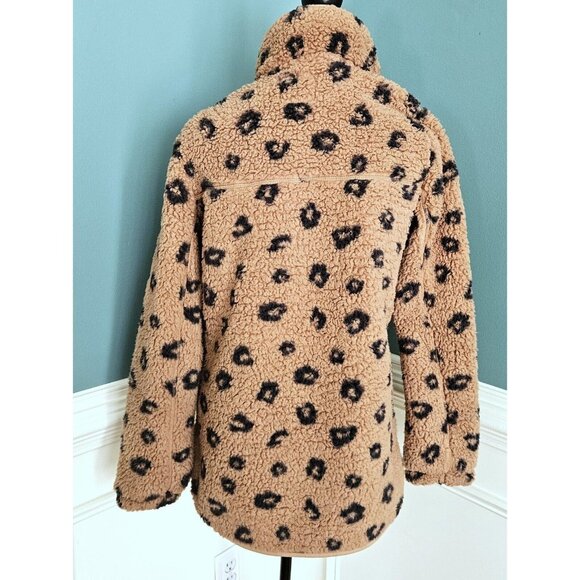 Abercrombie & Fitch M Leopard Fleece Sherpa Soft Pullover Jacket - Picture 5 of 5